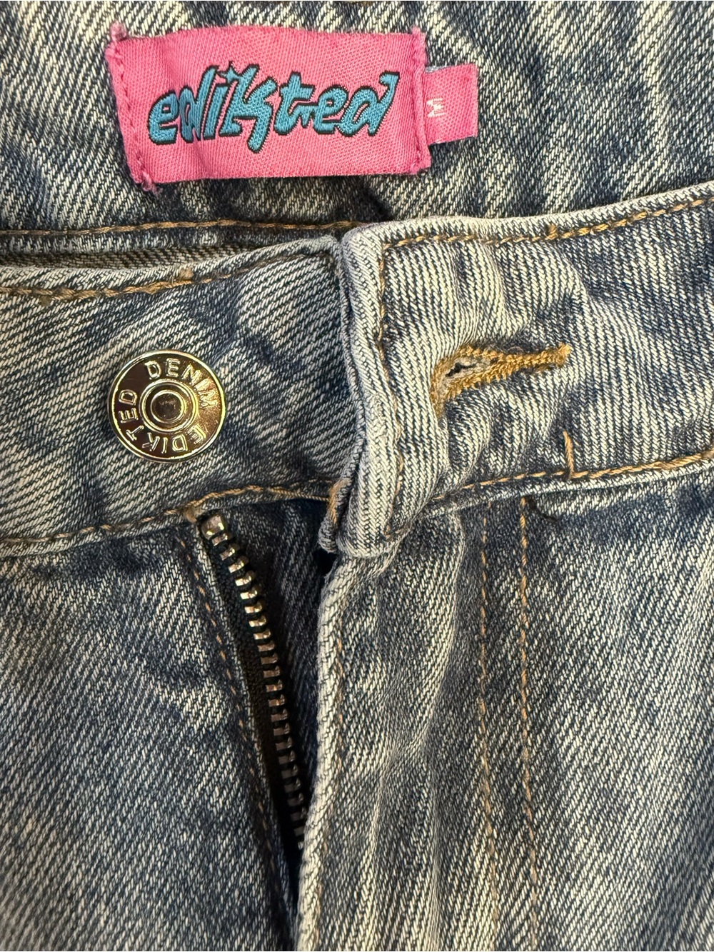 Edikted Rhinestone Low Rise Washed Jeans - Picture 5 of 8